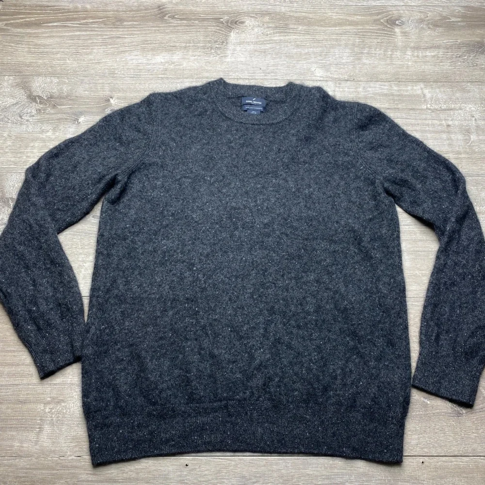 Daniel‎ Hechter Paris Sweater Mens Large 100% Cashmere Charcoal Gray Crew Neck